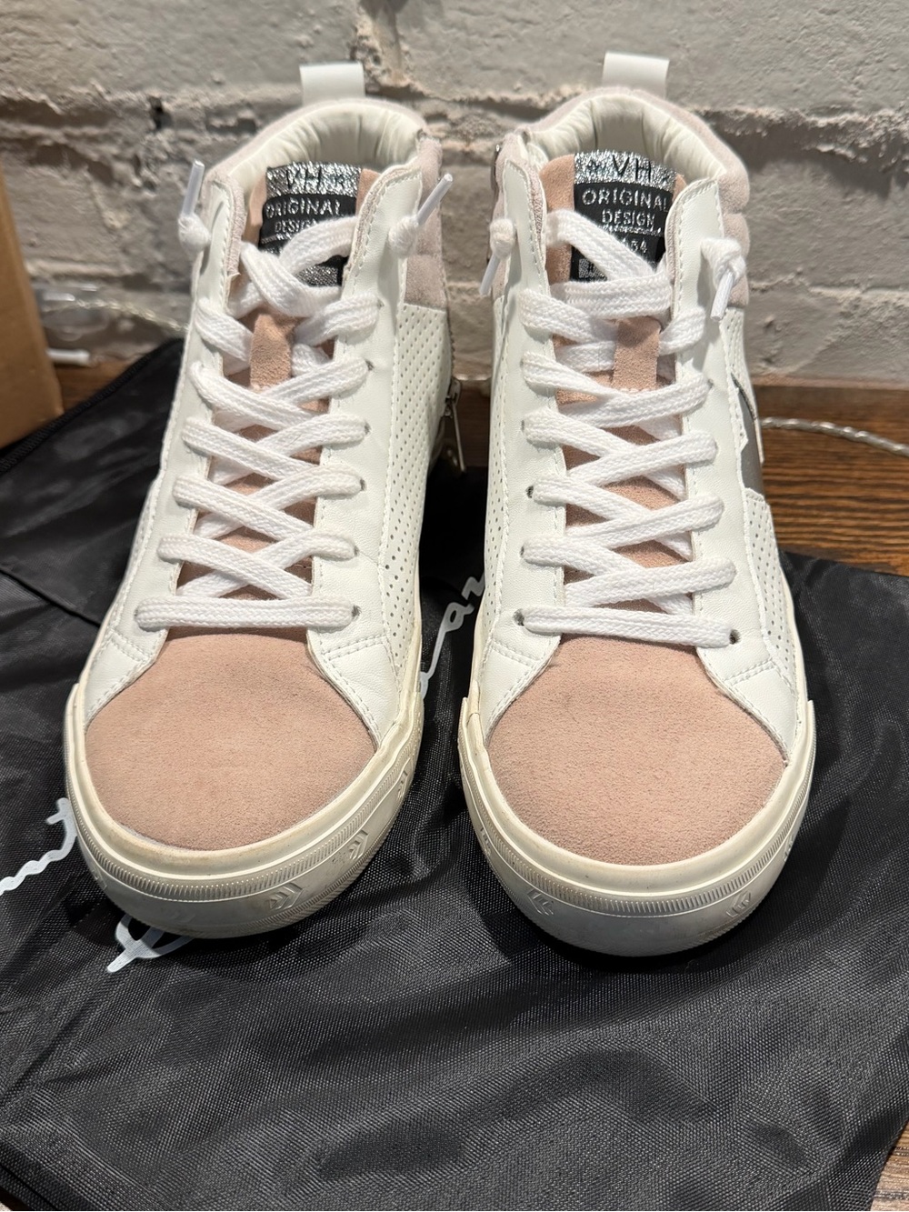 Vintage Havana White and Blush High-Top Sneakers